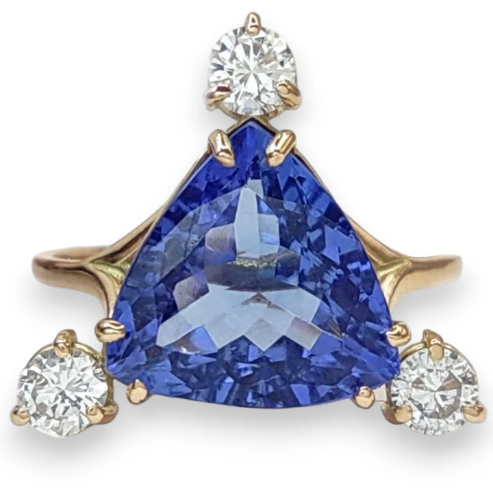 anzanite ring, 14k gold, frontal view, engagement ring, Christmas gift