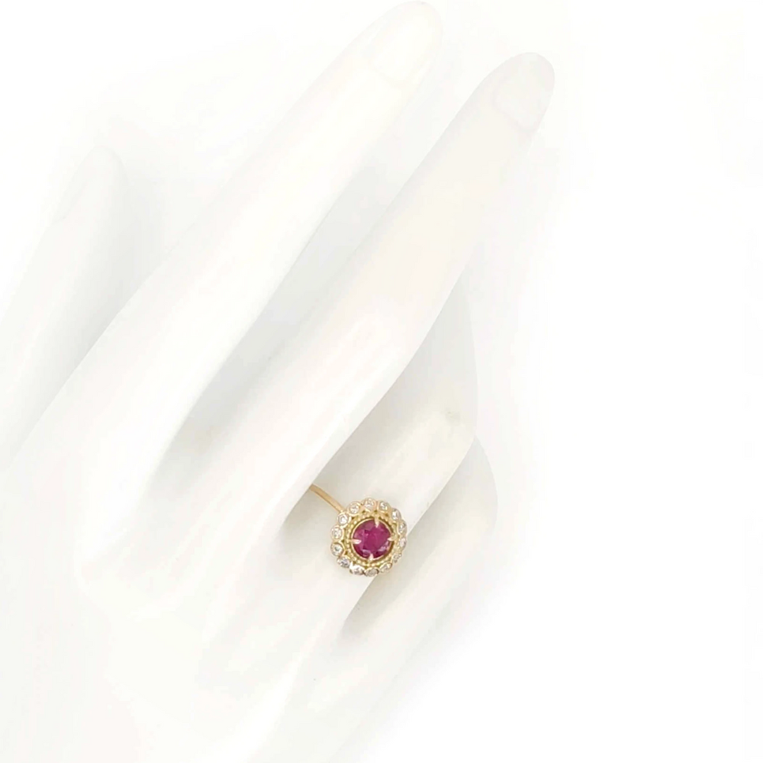Ruby & Diamond Rosette 14K Ring - Handmade Beauty