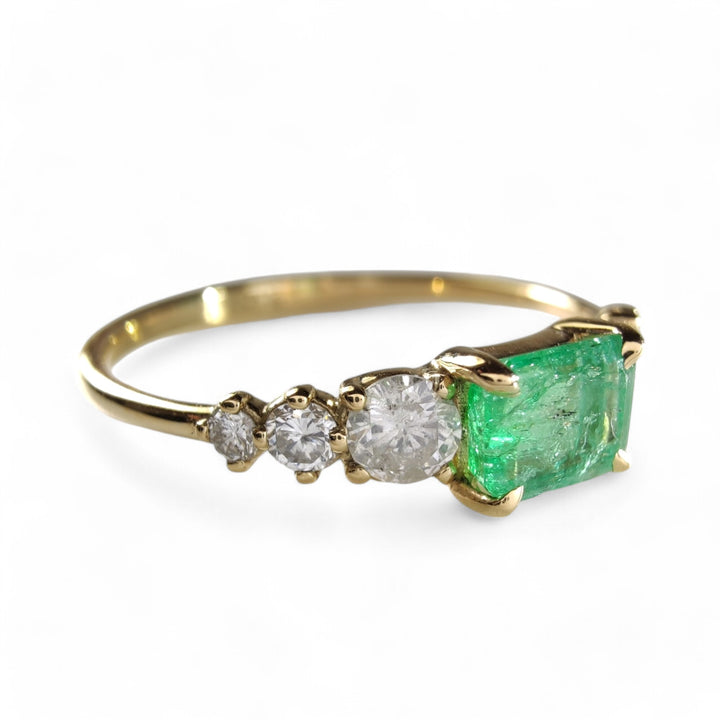 18k Emerald and Diamond Stackable Womenâs Ring -Engagement Gift