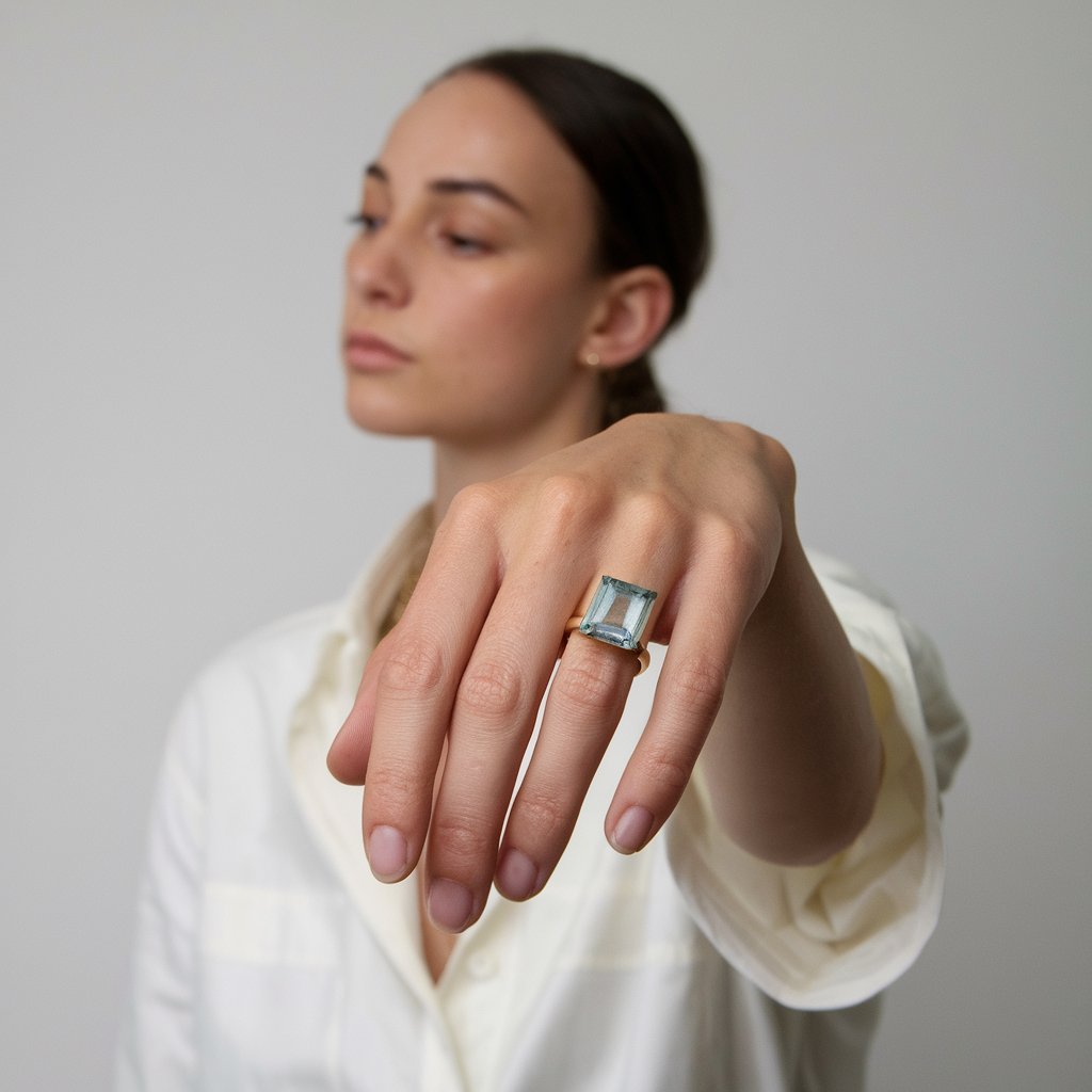 Topaz Gemstone in Gold Ring - Symbol of Strength and Healing in Elegant Minimalist Design