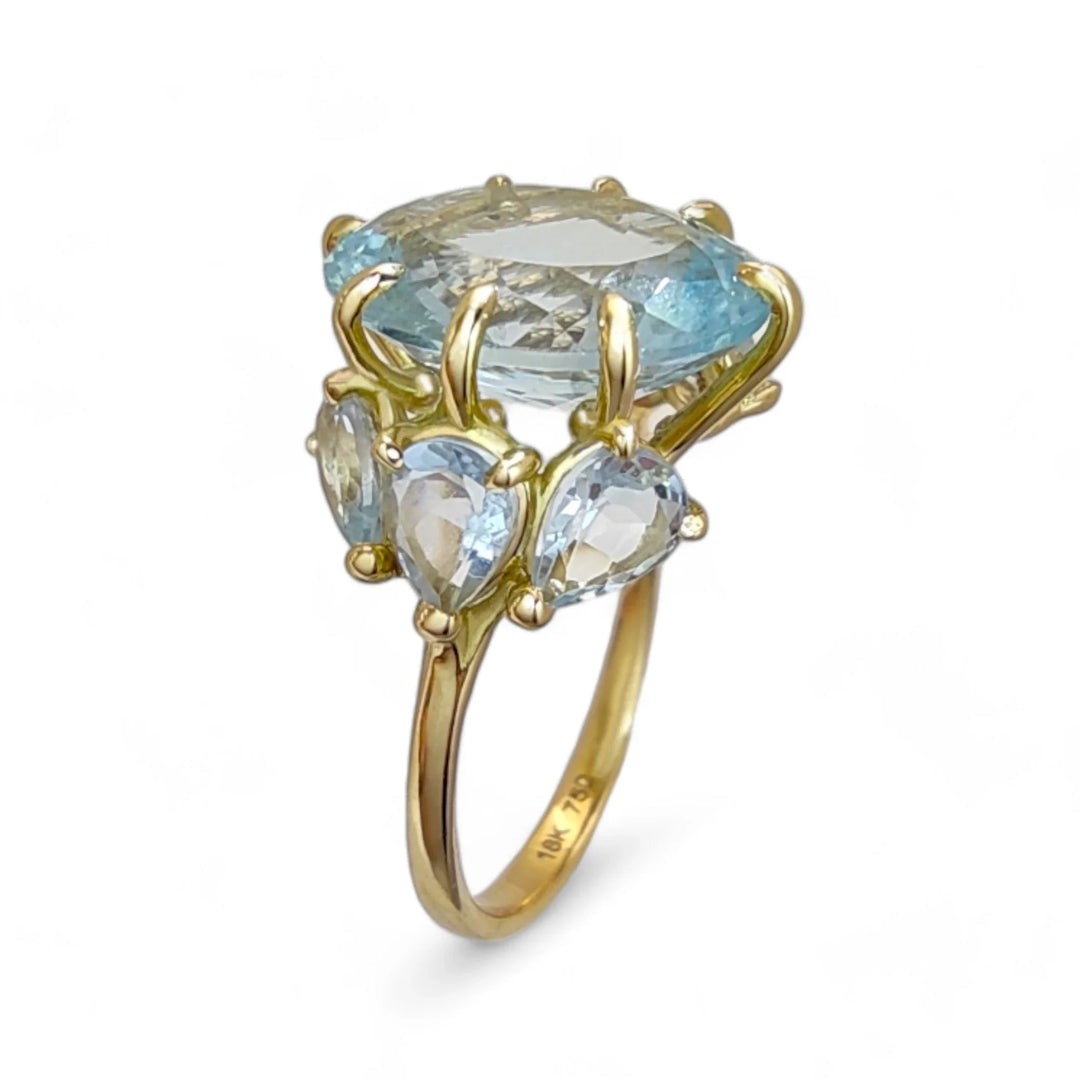 Aquamanrine yellow 18k gold Ring -Cocktail Rings Collection