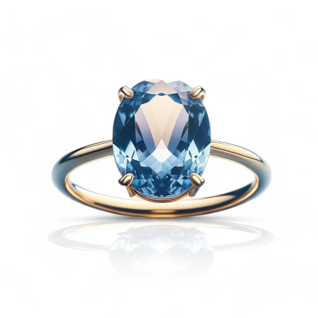 Solitaire Aquamarine Ring