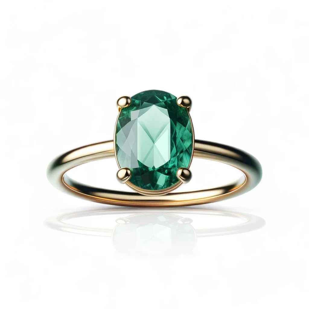 Solitaire Emerald yellow gold  Ring