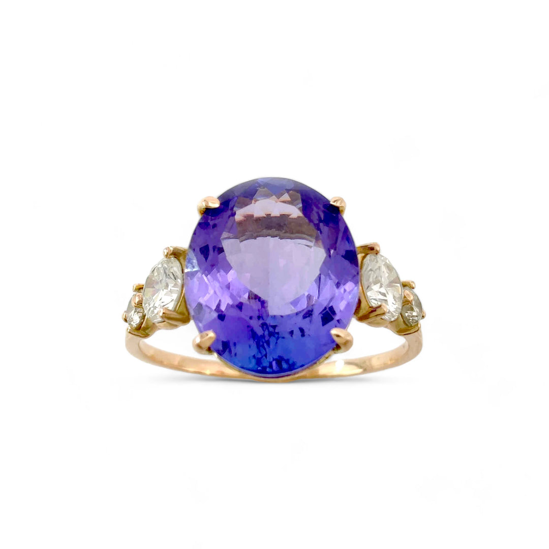 Tanzanite Diamond 14K Gold Ring - Brilliant Handmade