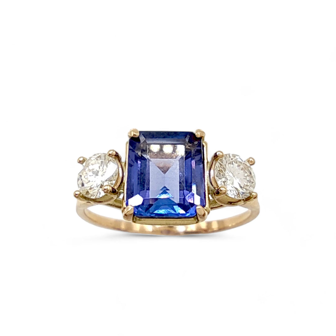 Tanzanite Diamond Ring - 14K Artisan Crafted