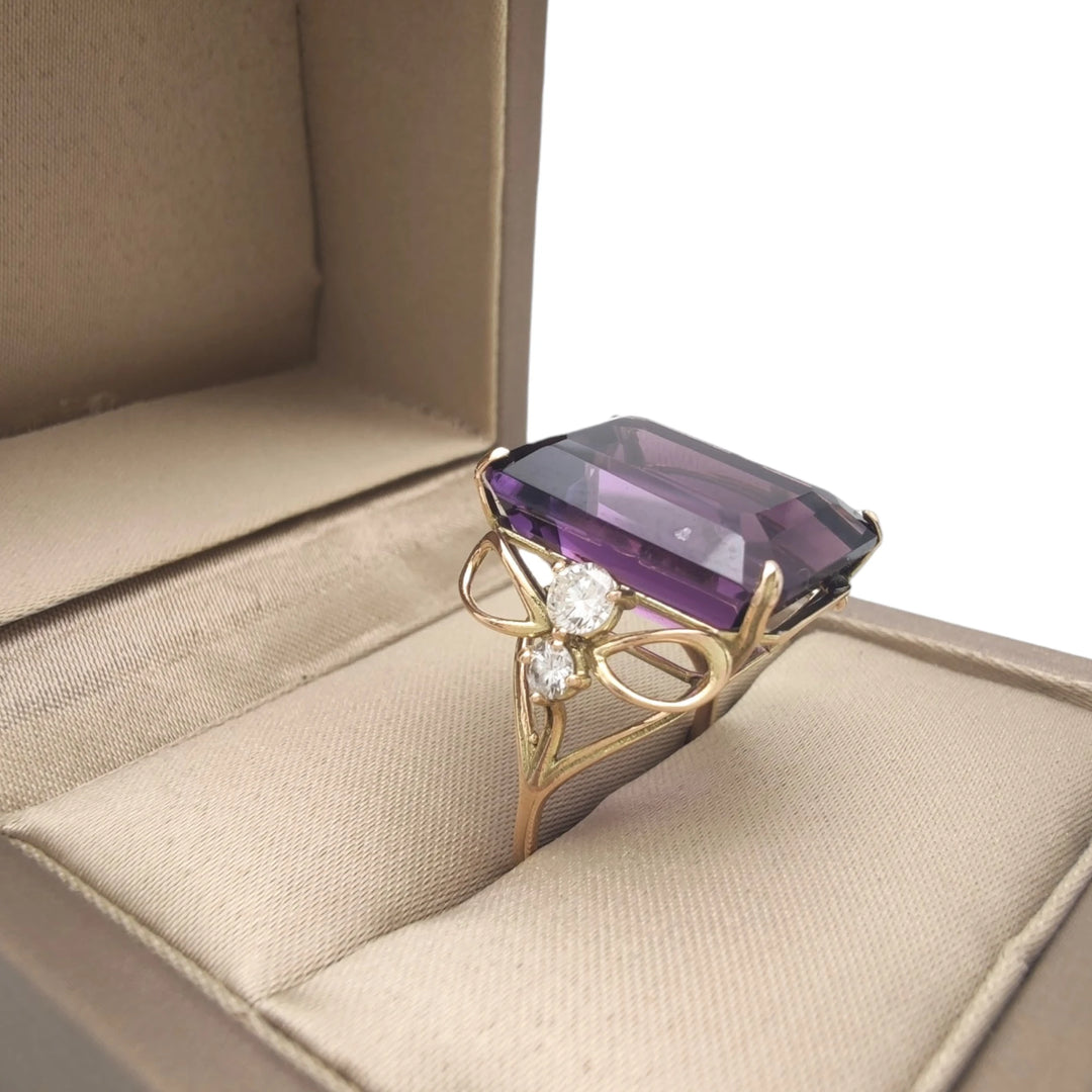 Romantic 14K Gold Amethyst Ring - Handcrafted Luxury