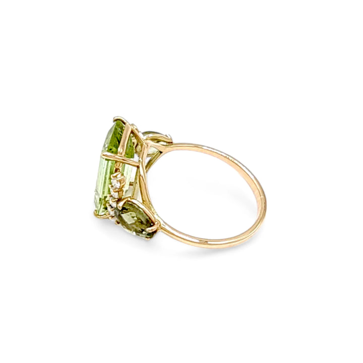 Light Green Tourmaline Ring - 14K Gold Handmade