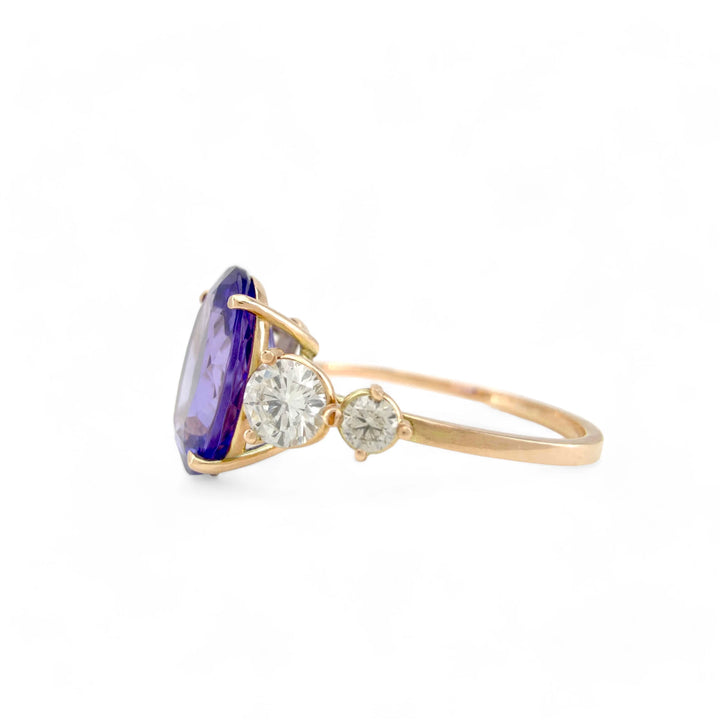 Tanzanite Diamond 14K Gold Ring - Brilliant Handmade