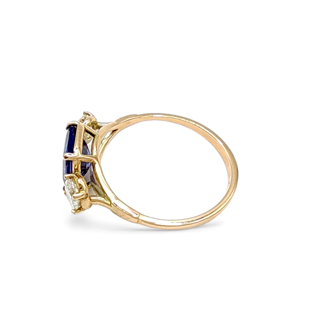 Tanzanite Diamond Ring - 14K Artisan Crafted