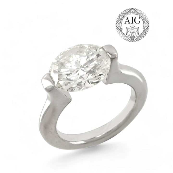 Minimalist 18K White Gold Diamond Ring - AIG Certified