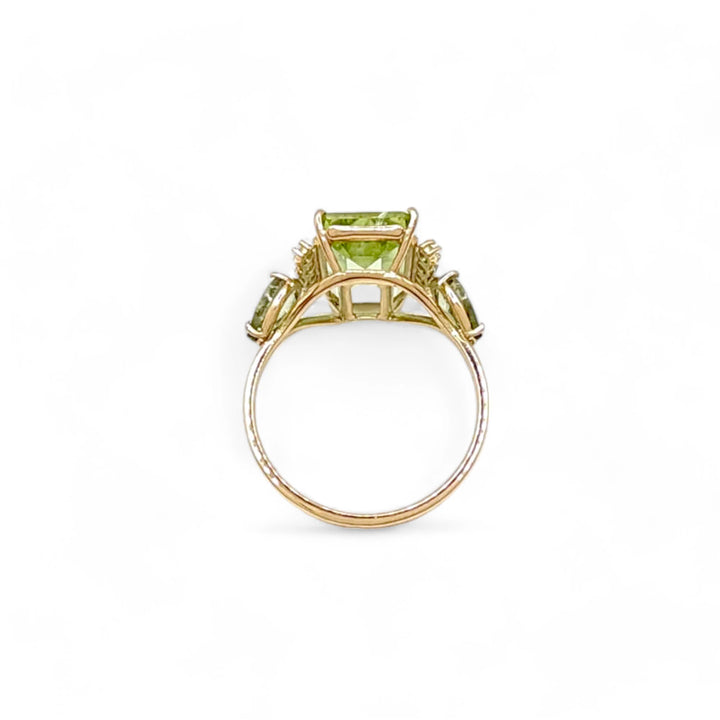 Light Green Tourmaline Ring - 14K Gold Handmade