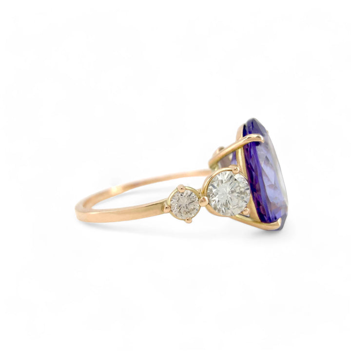 Tanzanite Diamond 14K Gold Ring - Brilliant Handmade