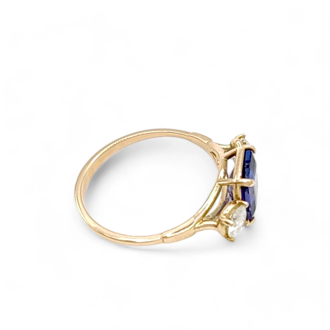 Tanzanite Diamond Ring - 14K Artisan Crafted