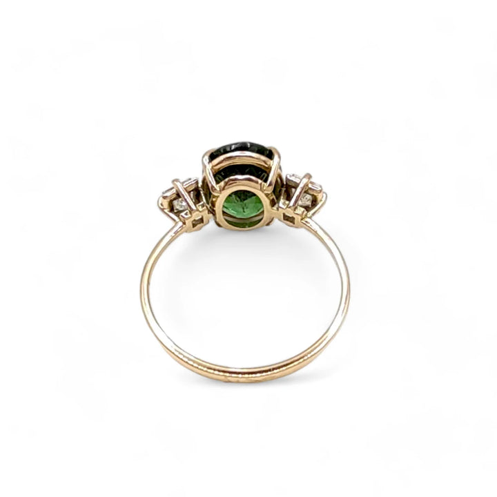 Tourmaline & Diamond 14K Gold Ring - Elegant Handcraft