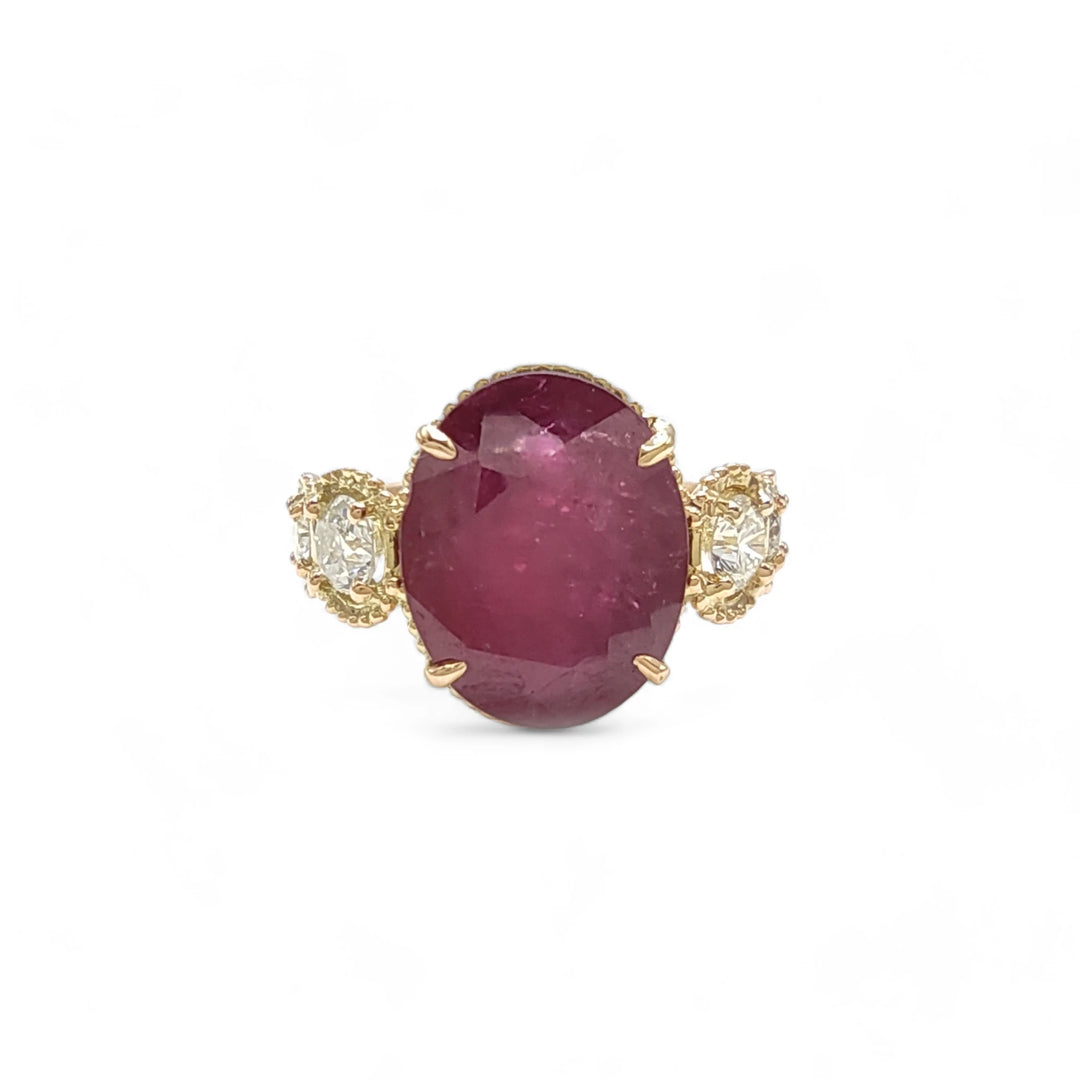 Ruby Diamond 14K Gold Ring - Contemporary Handmade