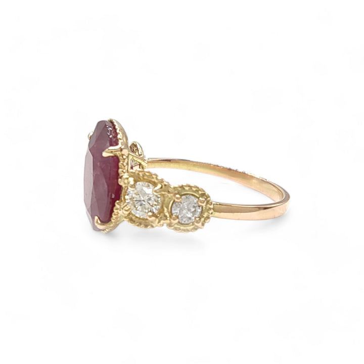 Ruby Diamond 14K Gold Ring - Contemporary Handmade