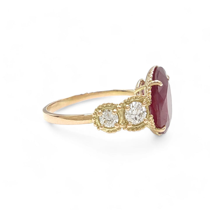 Ruby Diamond 14K Gold Ring - Contemporary Handmade