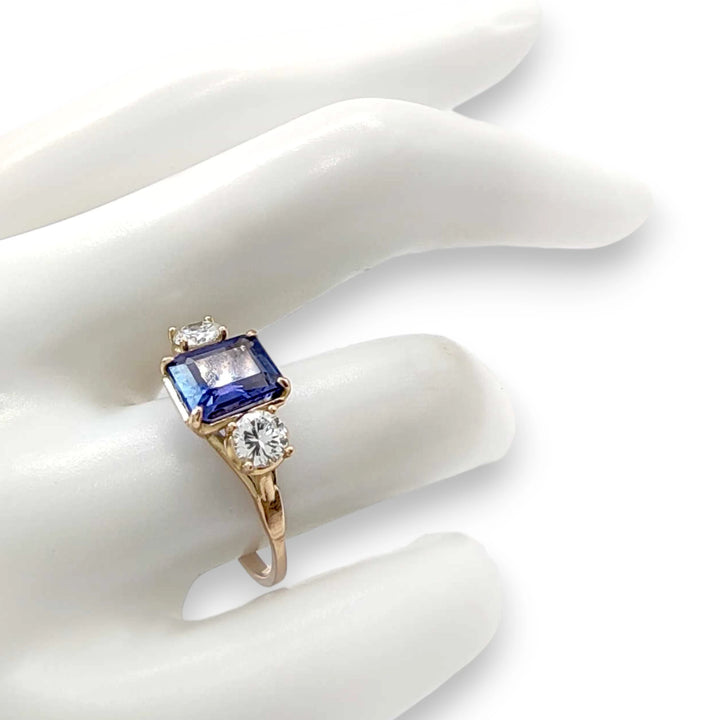 Tanzanite Diamond Ring - 14K Artisan Crafted