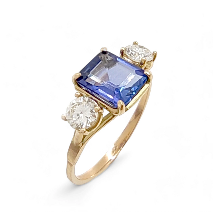 Tanzanite Diamond Ring - 14K Artisan Crafted