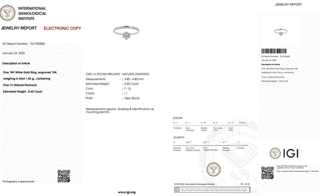 Oficial IGI certified -dimanod ring
