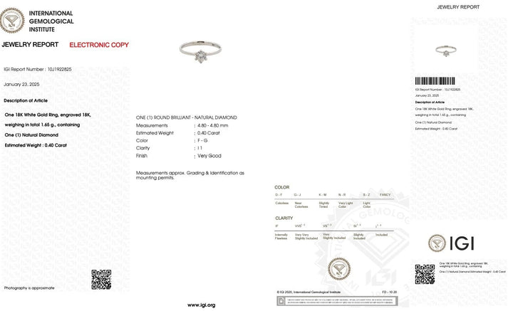 Oficial IGI certified -dimanod ring