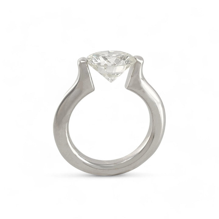 Minimalist 18K White Gold Diamond Ring - AIG Certified