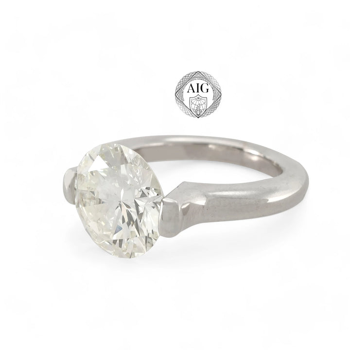 Minimalist 18K White Gold Diamond Ring - AIG Certified