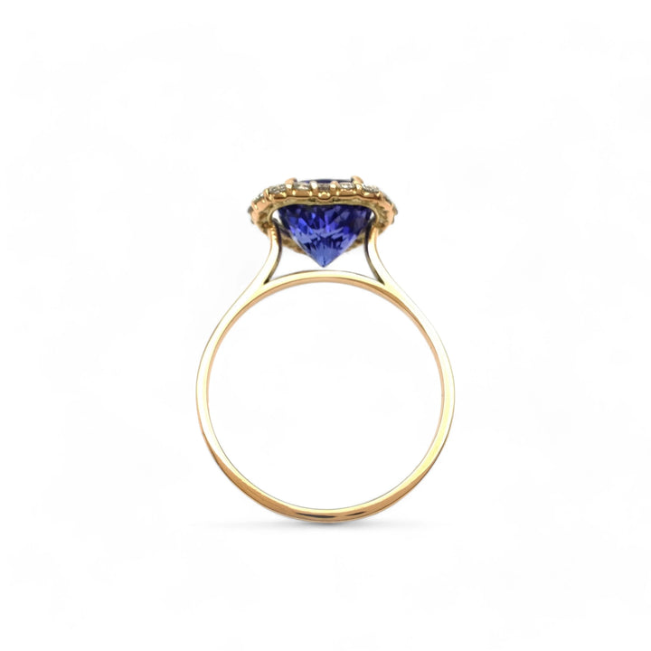 Tanzanite Halo Diamond Ring - 14K Handcrafted Luxury