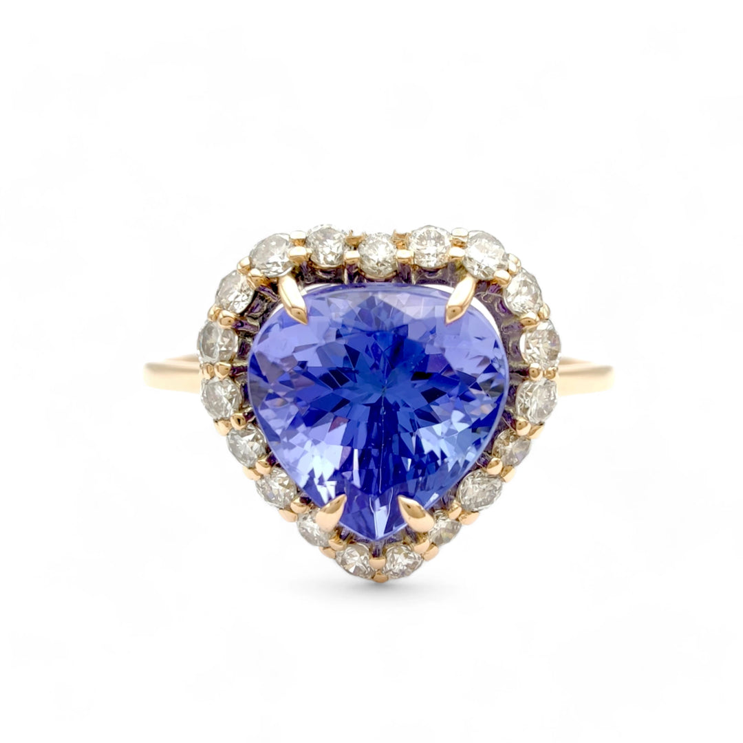 Tanzanite Halo Diamond Ring - 14K Handcrafted Luxury