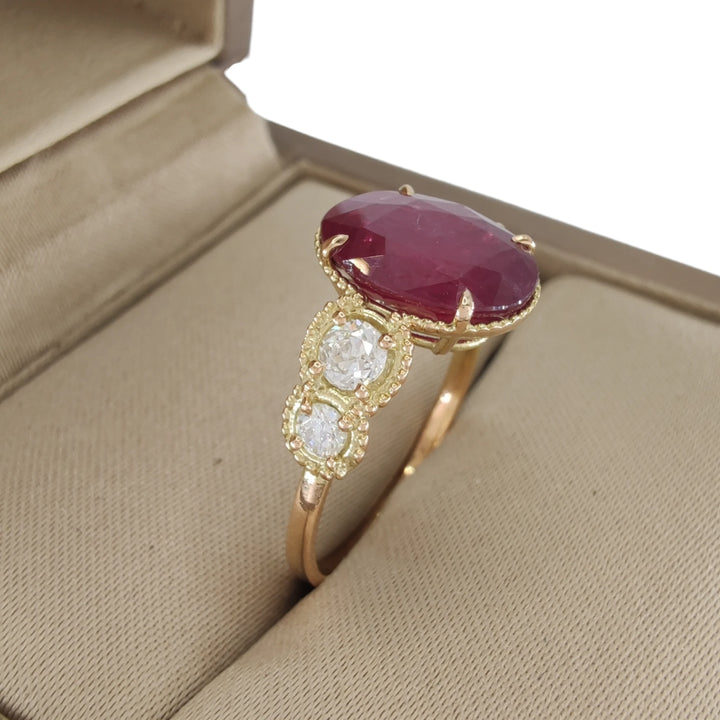 Ruby Diamond 14K Gold Ring - Contemporary Handmade