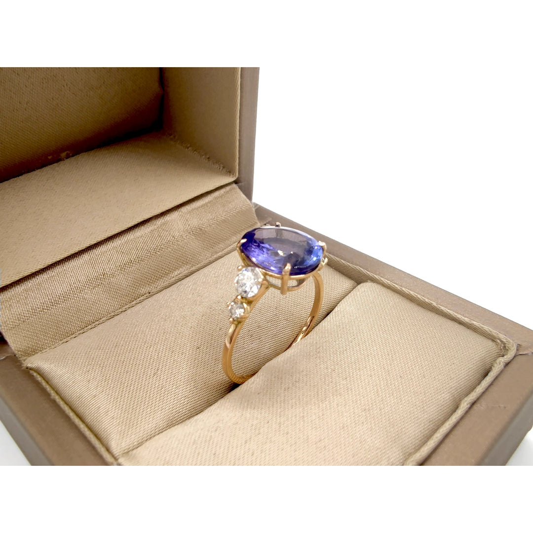 Tanzanite Diamond 14K Gold Ring - Brilliant Handmade