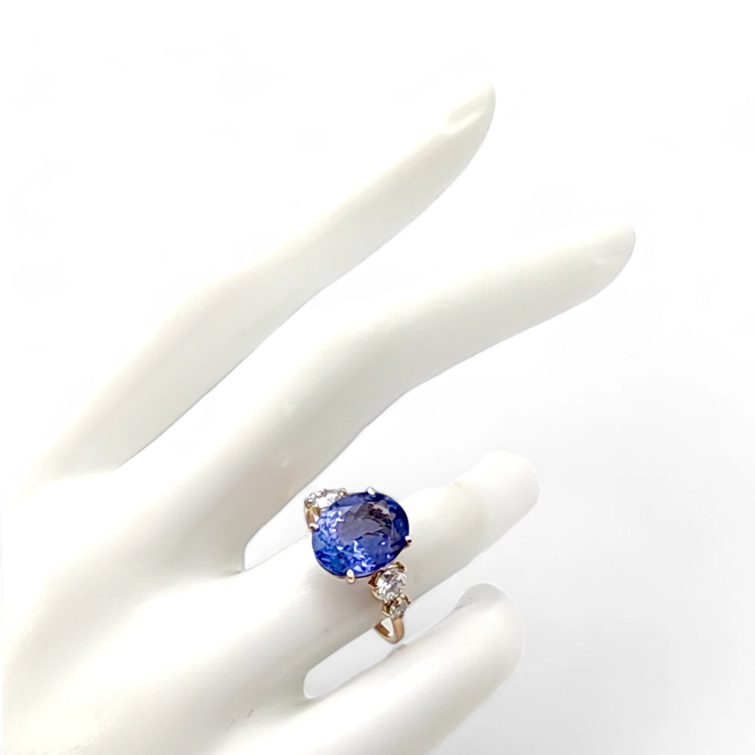 Tanzanite Diamond 14K Gold Ring - Brilliant Handmade