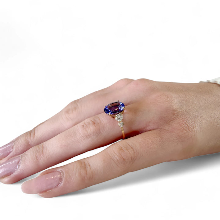 Tanzanite Diamond 14K Gold Ring - Brilliant Handmade