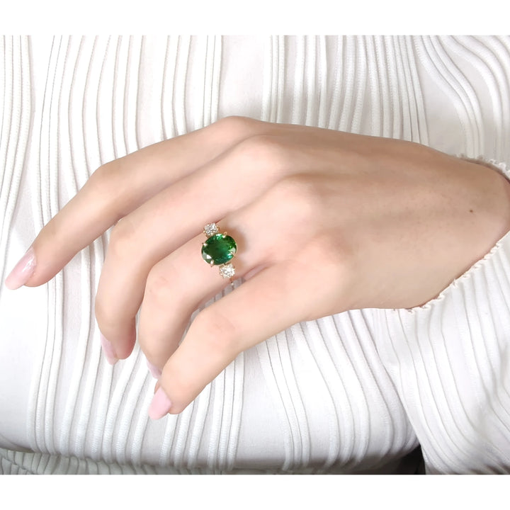 Tourmaline & Diamond 14K Gold Ring - Elegant Handcraft