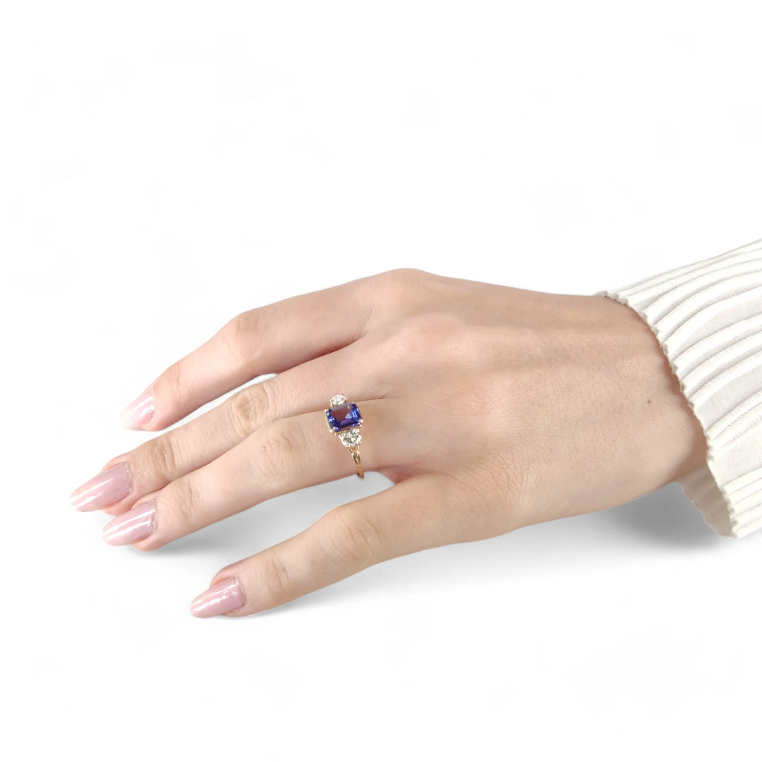 Tanzanite Diamond Ring - 14K Artisan Crafted