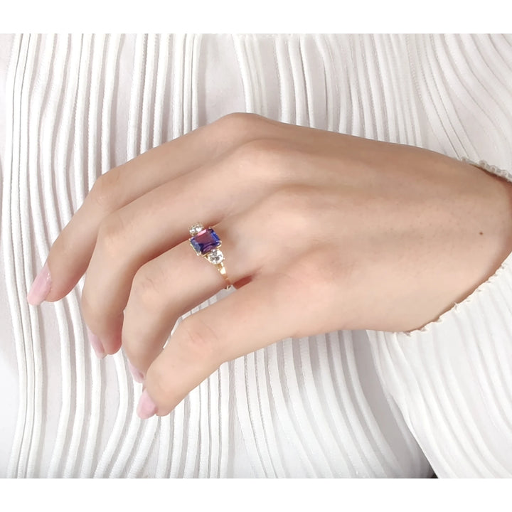 Tanzanite Diamond Ring - 14K Artisan Crafted