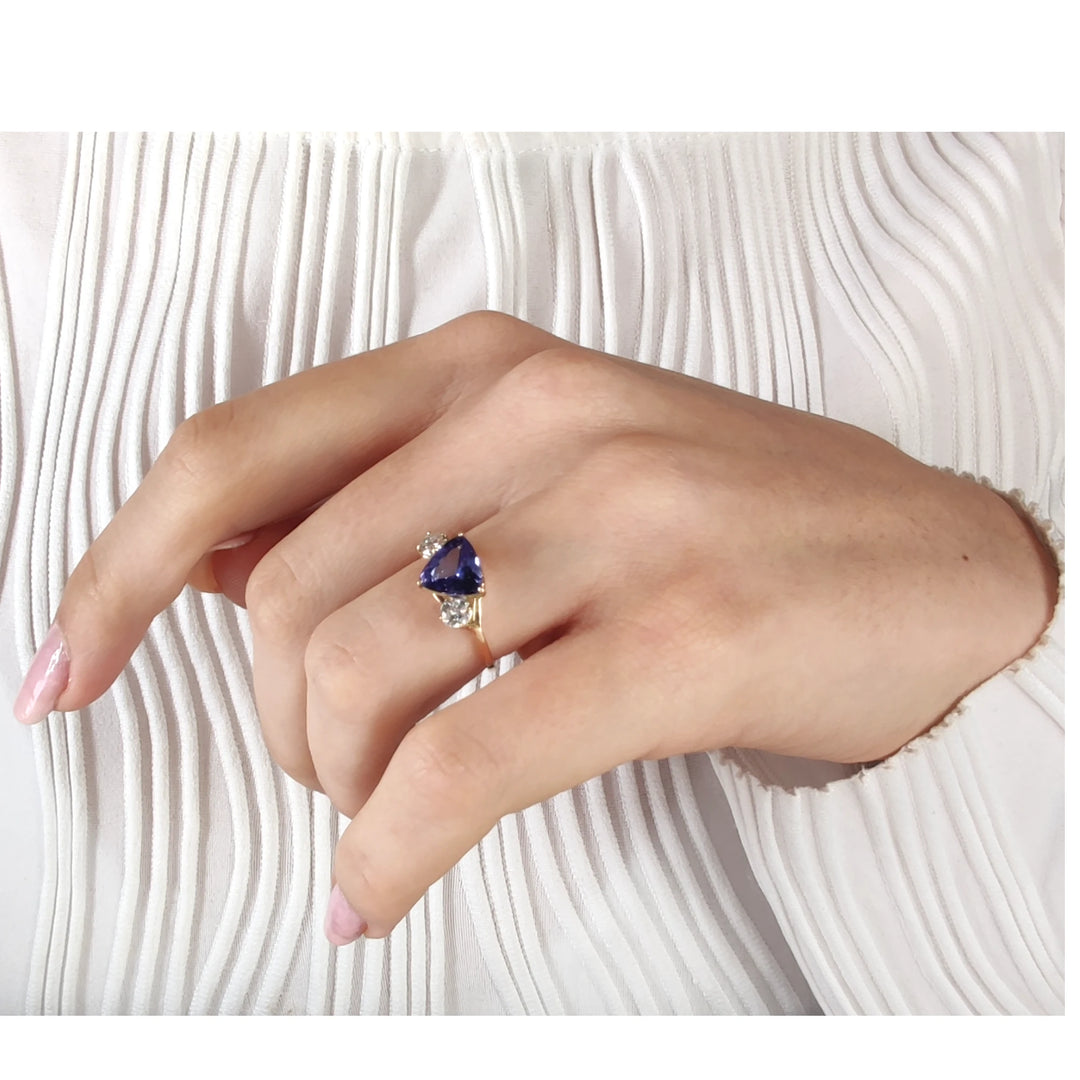 Tanzanite and Diamonds Gold Ring - Certified Elegance