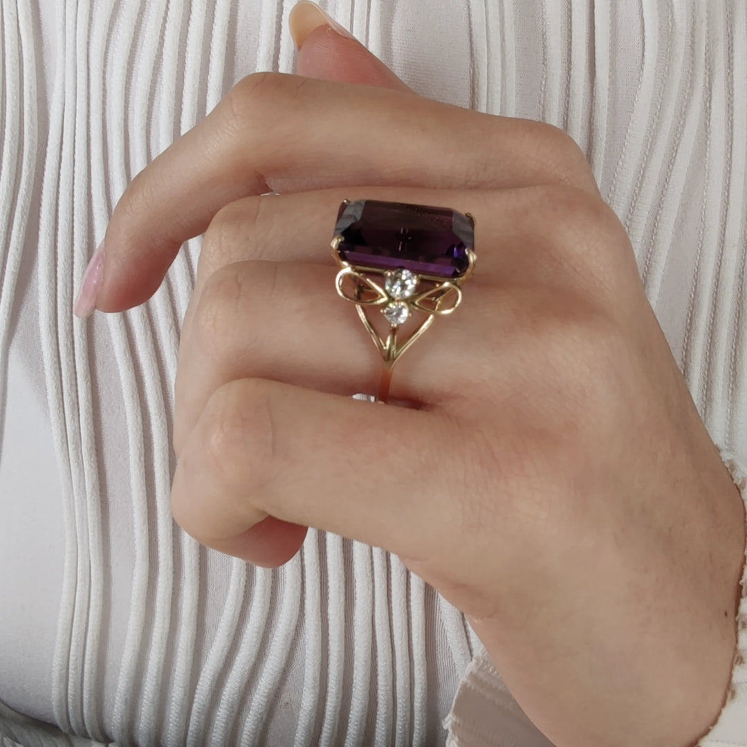 Romantic 14K Gold Amethyst Ring - Handcrafted Luxury