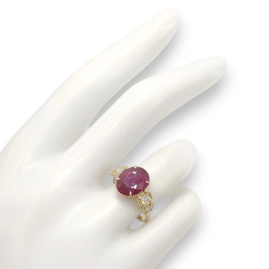 Ruby Diamond 14K Gold Ring - Contemporary Handmade