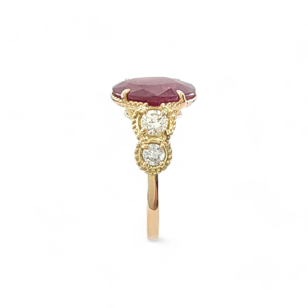 Ruby Diamond 14K Gold Ring - Contemporary Handmade