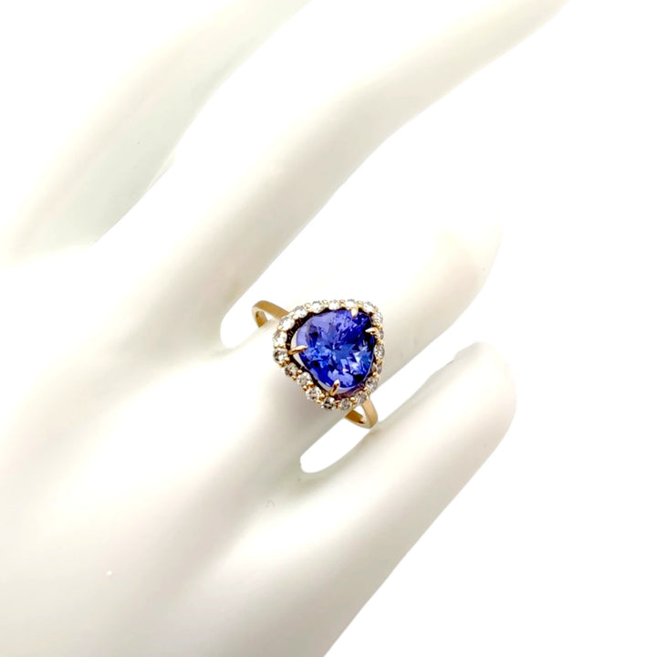 Tanzanite Halo Diamond Ring - 14K Handcrafted Luxury