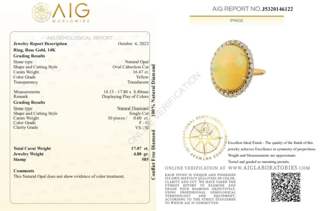 Opal Diamond Halo Ring in 14K Gold - Handcrafted