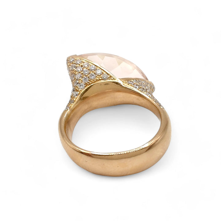 Rose Gold Morganite & Diamond Ring - 18K Handmade