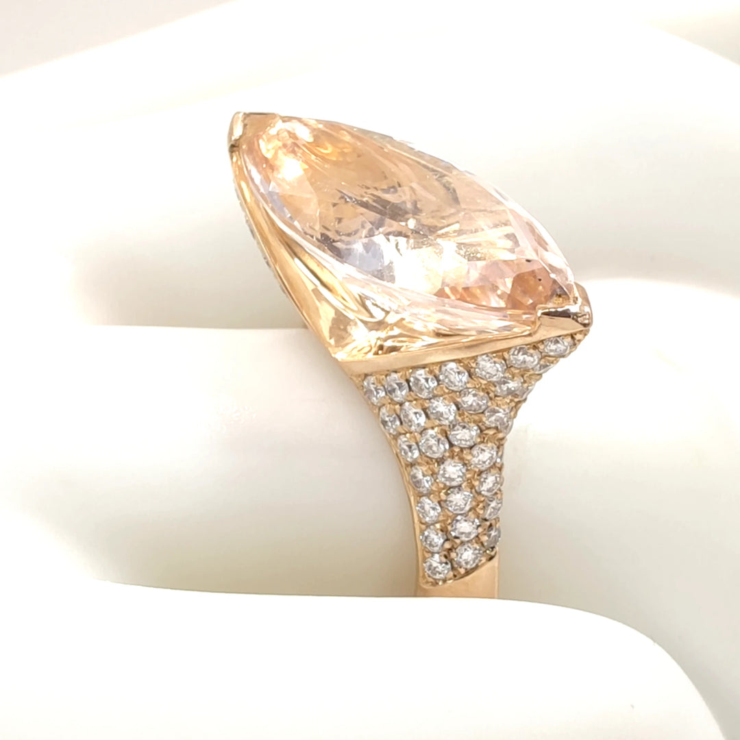 Rose Gold Morganite & Diamond Ring - 18K Handmade